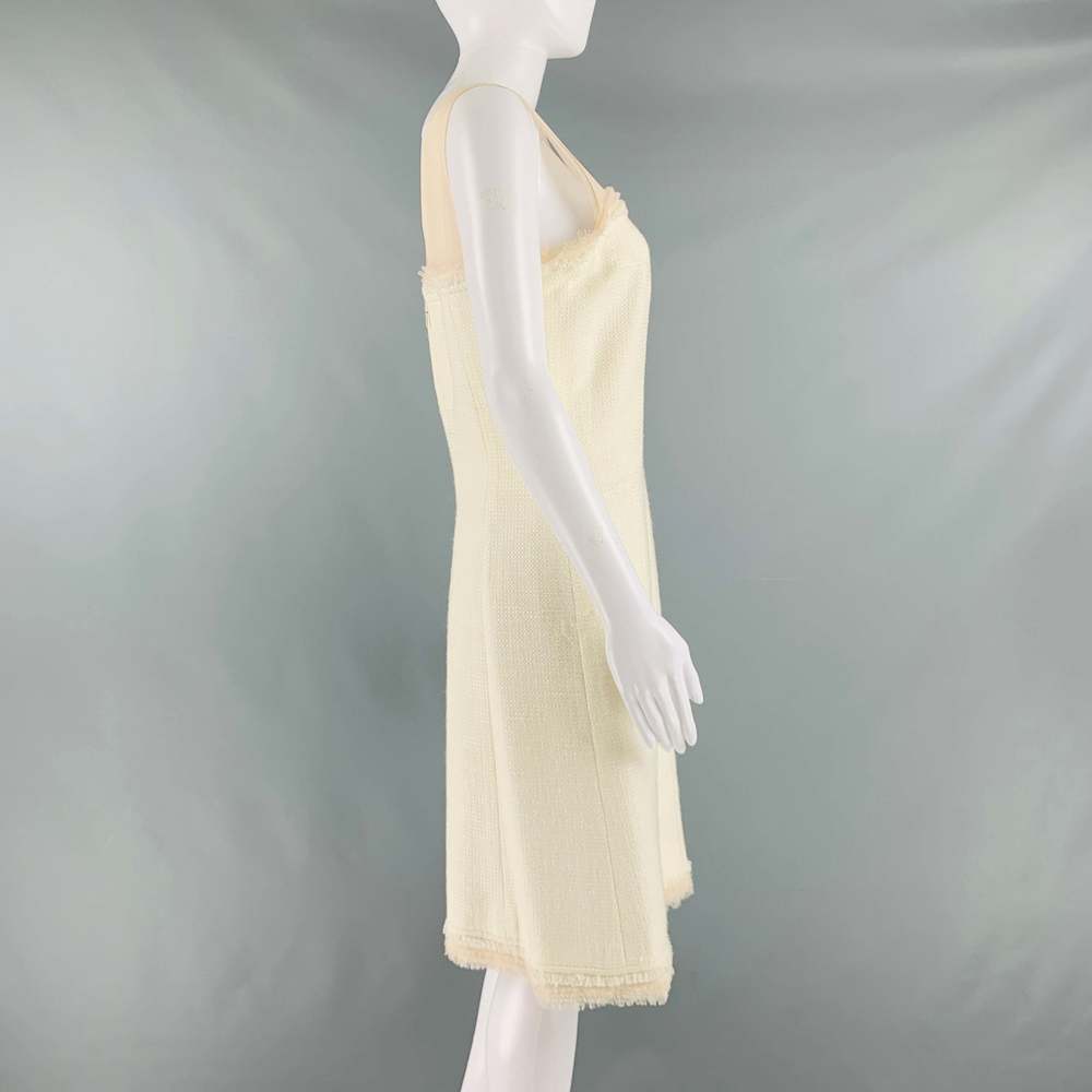 CHANEL Cream Cotton Acrylic Sleeveless Mid-Calf Dress - Picture 3 of 7